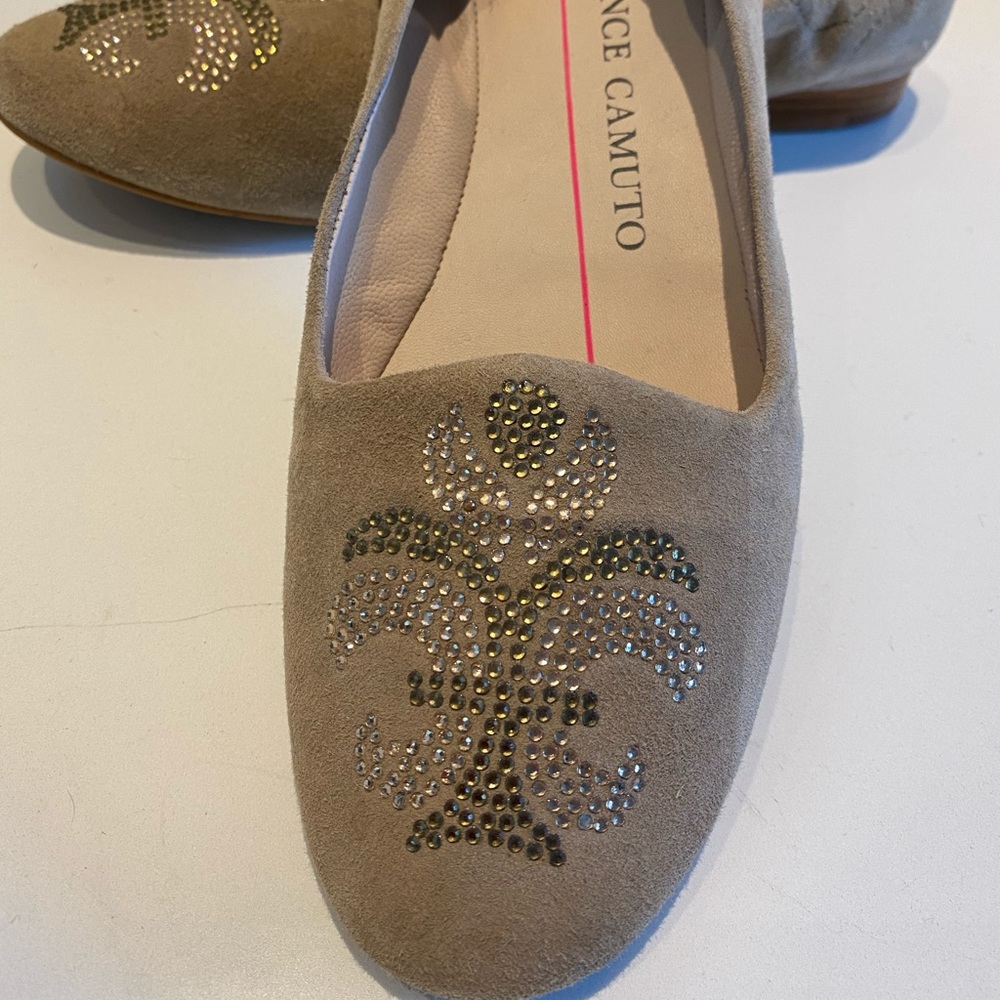 Tan jewelled Vince Camino loafers